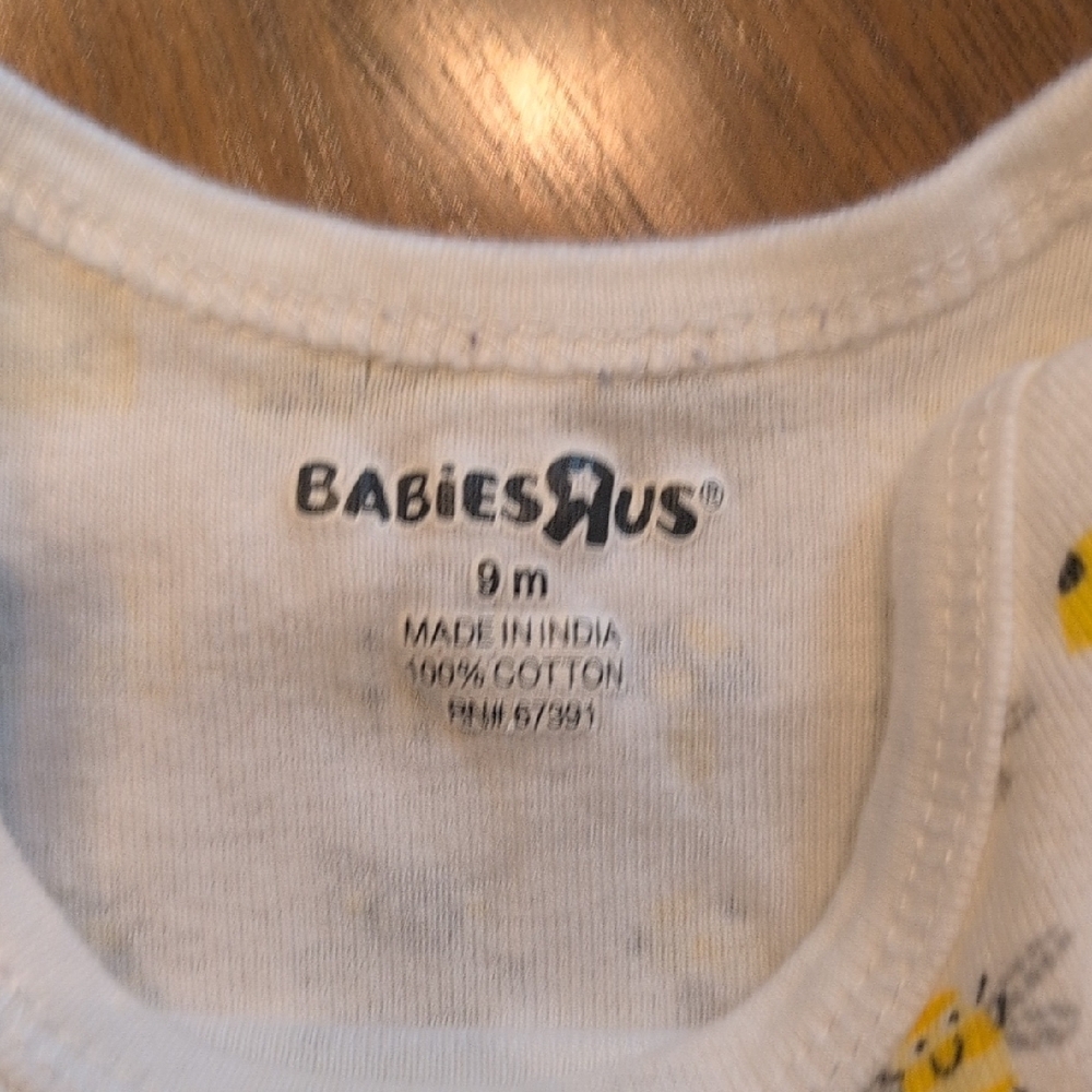 BabiesRUs Yellow and Gray Bee Print Bodysuit - Picture 2 of 3